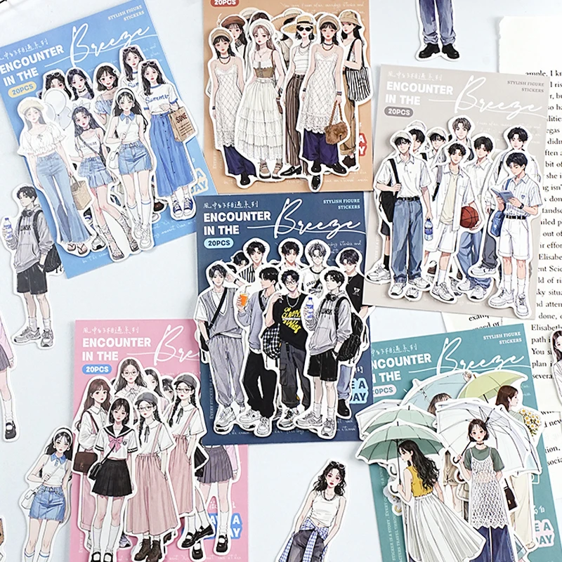 

Mr Paper 60 шт./пакет мужские и женские персонажи тема твердая карта с клейкими наклейками бумажная упаковка справочник DIY чехол для телефона календарь