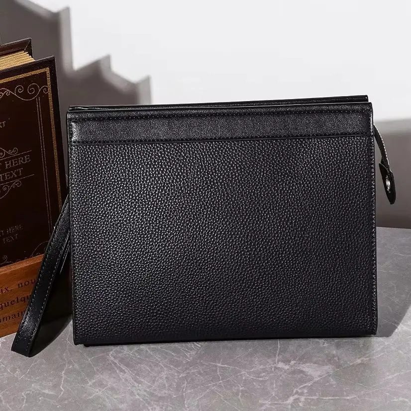 

New Black Leather Men Clutches Bags Wallets Envelope Bag Purse Business Male Phone Clutch Bags Designer Men Bags Wristlets Bags
