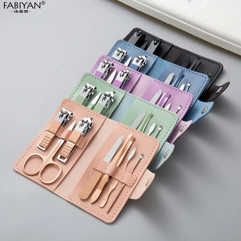 7 pçs portátil conjunto de cortador de unhas beleza aparador de unhas orelha peeling faca manicure conjunto cuidados pessoais ferramentas pedicure tesoura sobrancelha