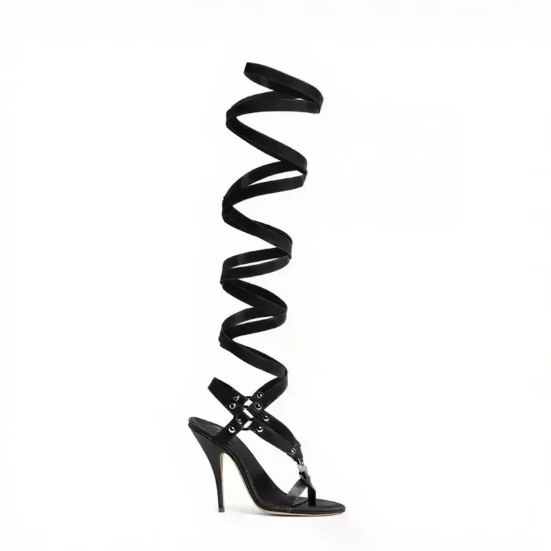 Metal Buckle Belt Corss Srtrap Sandas Boots Sexy Pointed Toe Thin Heel Slingback New Arrivals Fashion Women Moedern  Shoes