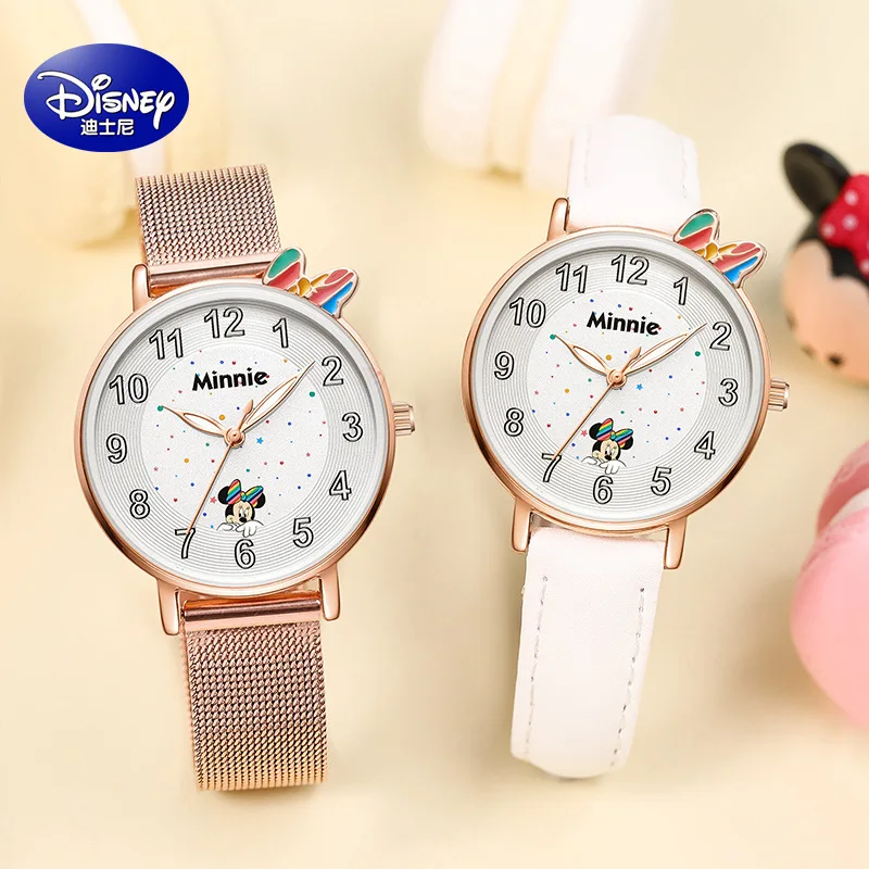 Disney Gift With Box Mickey Minnie Children\'s Student Quartz Watch Waterproof Luminous Clock Men Women Relogio Masculino