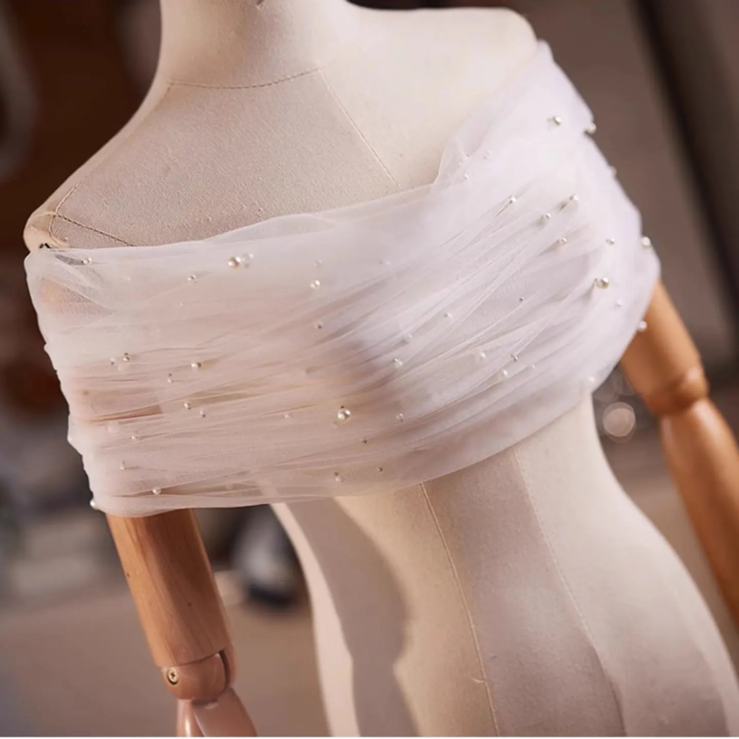 Mingli Tengda Handmade Pearl Shawl Design with Sense Bridal Chest Wrapping Accessories High-end Elegant Women's Accessories
