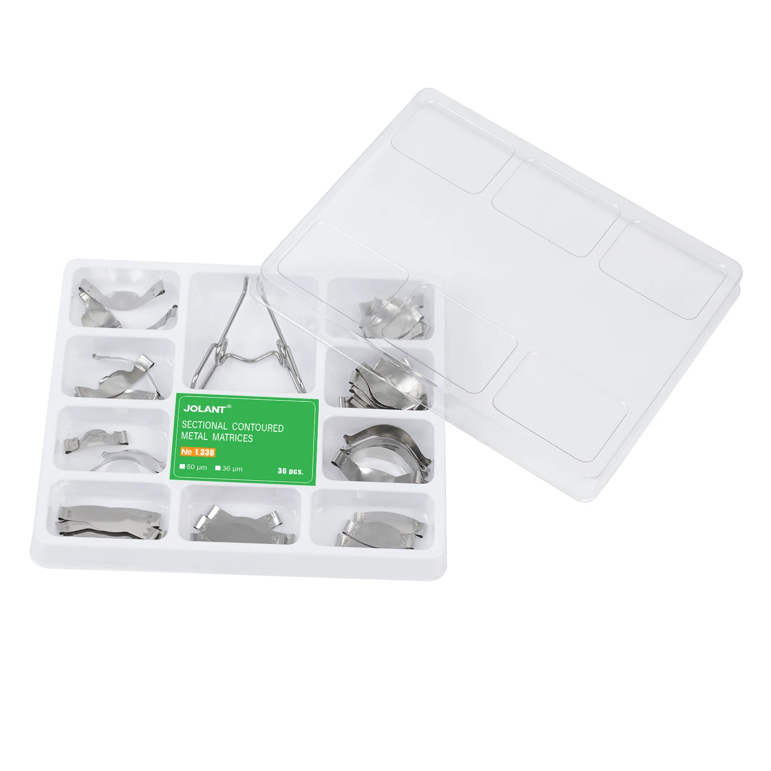 JOLANT-Matriz Dentária com Clipe de Primavera, Matrizes, Kit Completo para Substituição dos Dentes, Ferramentas Dentistas, 1.330 Contorno Seccional, 1 Caixa