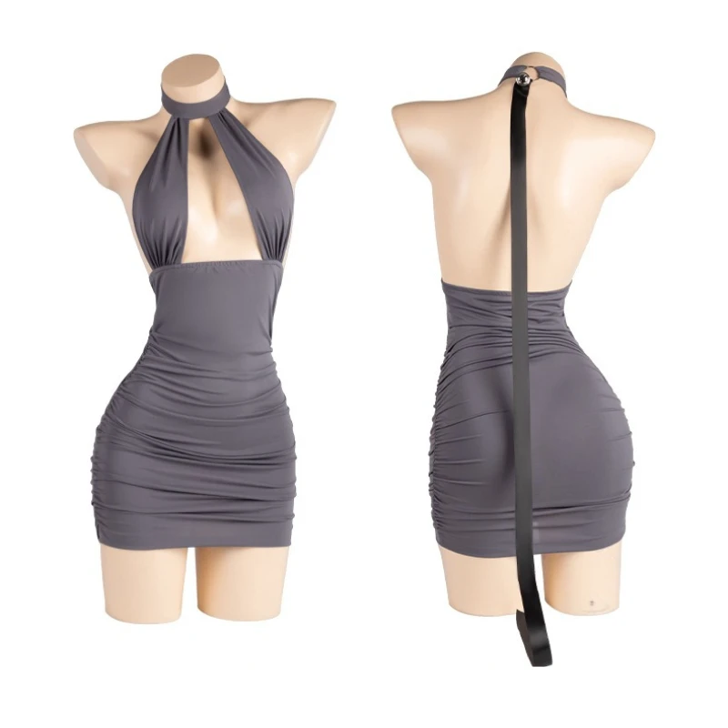 

Сексуальное облегающее платье-бандаж с открытой спиной и вырезами, эротическое, для ролевых игр, костюм секретаря, офисная леди