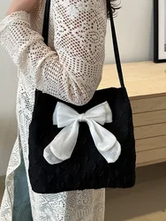 Bow Tote Bags Women School Commuter Large Capacity All-match Casual Totes Fashion Korean Girlish Gentle Handbag Female 2024 New