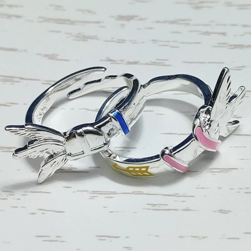 Digimon Adventure Ring Women's Angemon Angewomon Anime Ring Men's Accessories Fashion Trend Wedding Silver Metal Girls Gift