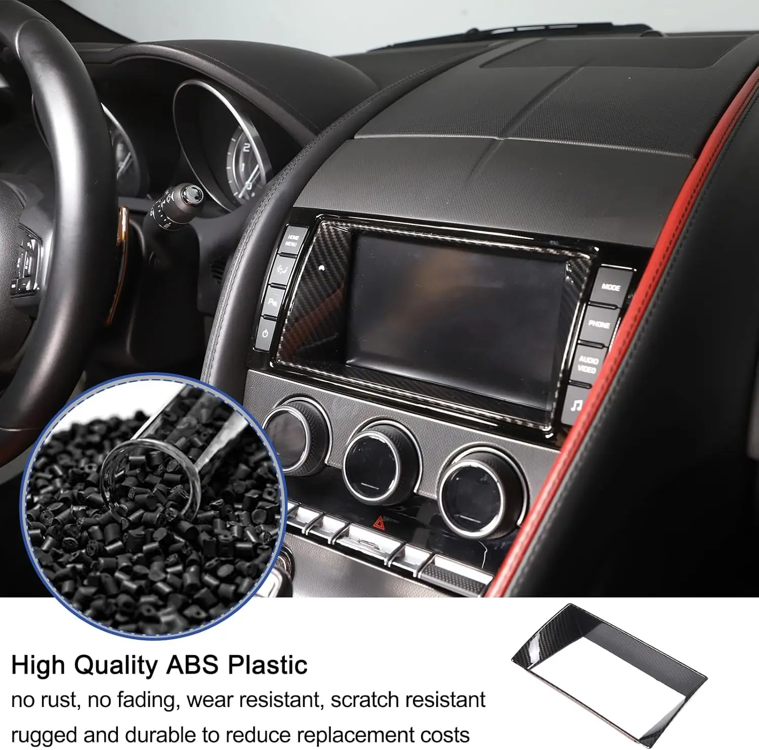 

Dry Carbon Fiber Car Center Dashboard Navigation Screen Frame Trim For Jaguar F-TYPE X152 2013-2018 Interior Decorative Cover