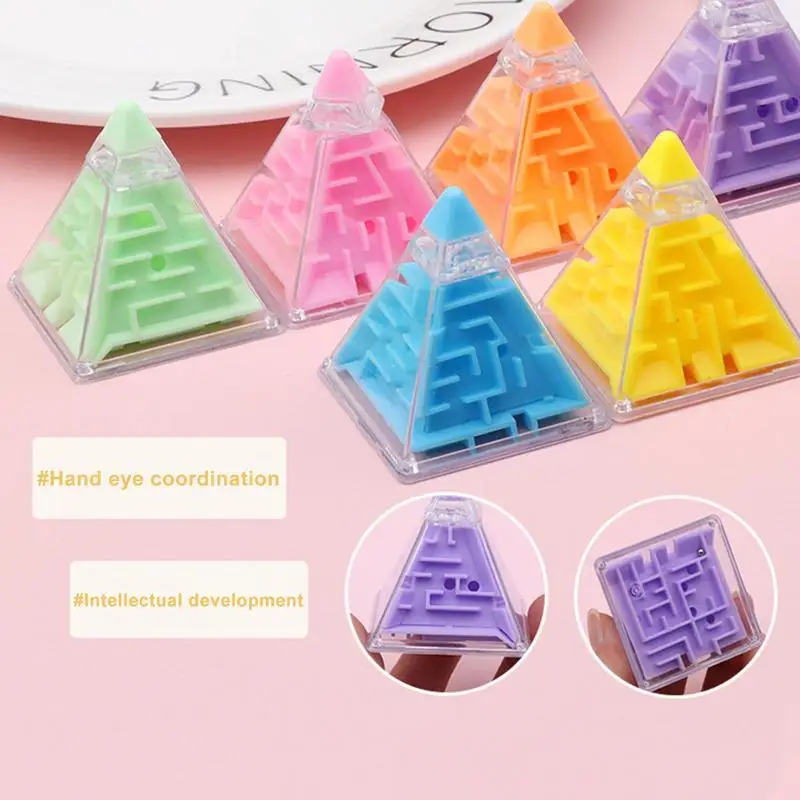 Mini 3D Three-dimensional Pyramid Beading Maze Crossing Toys Wholesale Portable Kids Memory Training Puzzle Educational Toy Gift