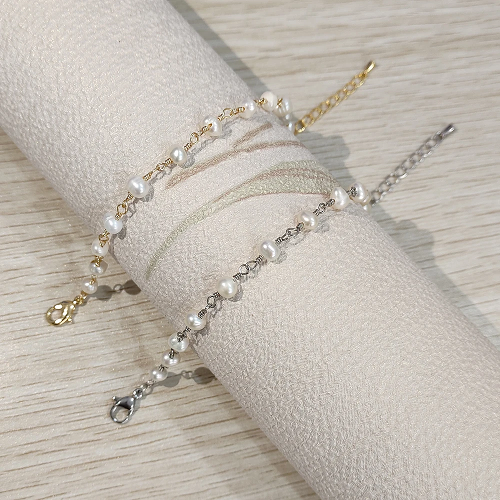New Fashion Jewelry Women\'s Exquisite Gifts Lovely Creative 18k Gold Plated Hand Twisted Natural Freshwater Pearl Beach Bracelet