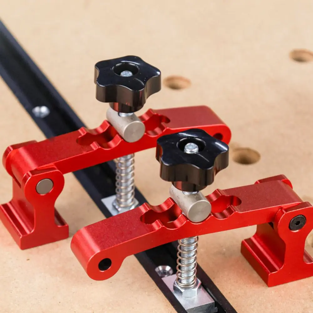 Aluminum Alloy Woodworking Positioning Clamp T Track Worktable Pressing Tool Adjustable Board Fixation Accessory For Carpentry