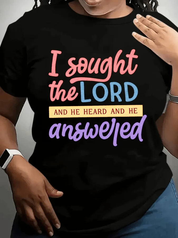 I Sought The Lord Shirt Psalm 34 4 Bible Verse Graphic Tees Plus Size Christian T Shirt Church Wear Women Casual Tops