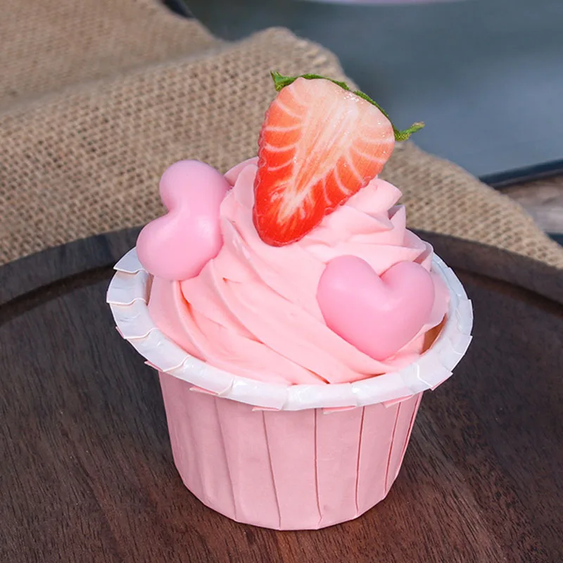 Bambini Giocano a Casa Cucina Cibo Giocattoli Simulazione Fragranza Cupcake Fragola Gelato Modello Scena Foto Decorazione Puntelli