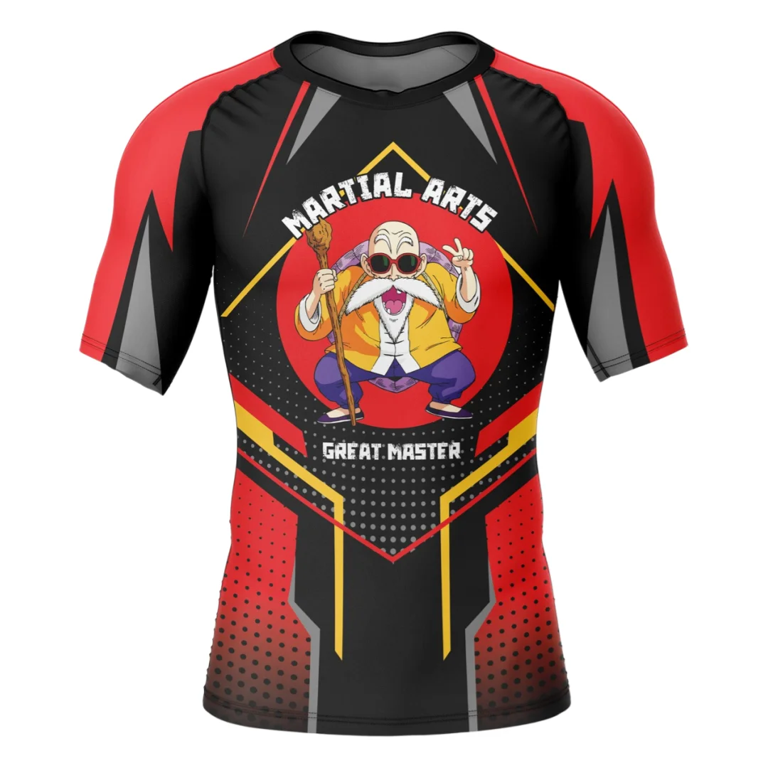 Camiseta de Compressão Bandai Dragon Ball Turtle School Master Roshi Rash Guard Anime para Adultos e Crianças, Secagem Rápida, Leve e Macia para o Verão