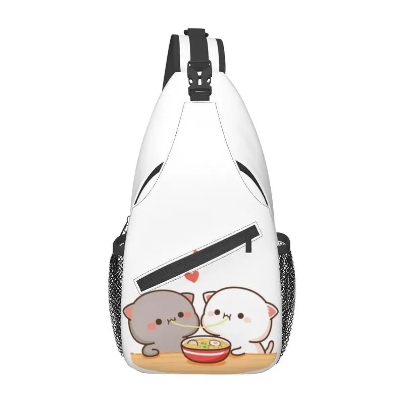 

Customized Peach And Goma Mochi Cat Eating Ramen Sling Bag for Men Fashion Shoulder Chest Crossbody Backpack Traveling Daypack