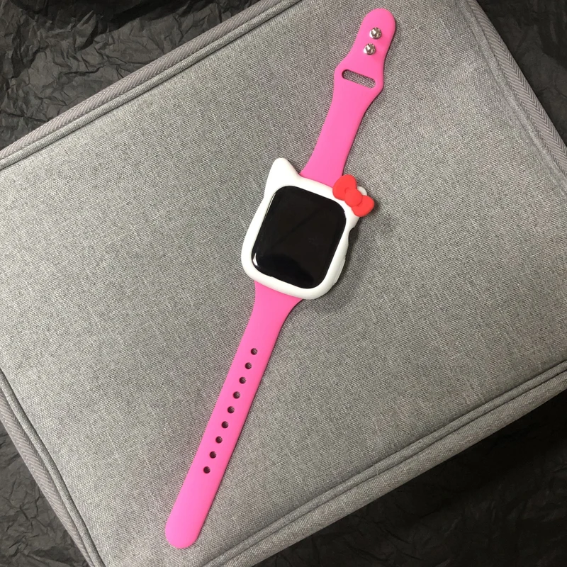 Cute Cartoon Cat Case For Apple Watch Series 8 7 6 SE 5 4 Korea Silicone Cover For iWatch 45mm 44mm 42mm 41 40mm 38 Accessories