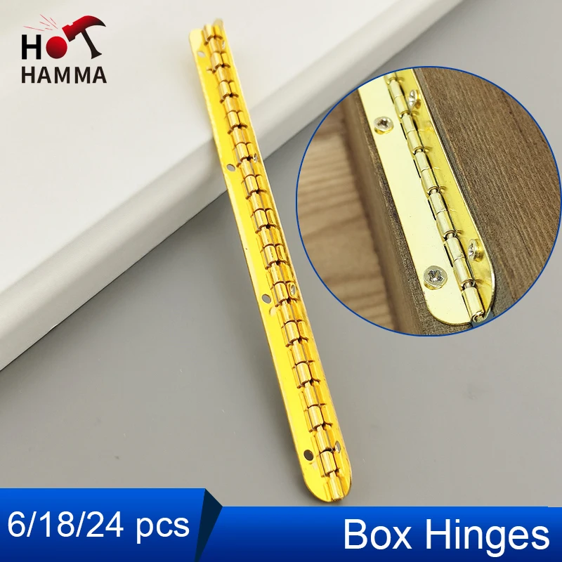 

6/18/24pcs Mini Small Heavy Duty Large Jewelry Chest Gift Wooden Box Case Dollhouse Cabinet Door Hinge With Screws 3 Sizes