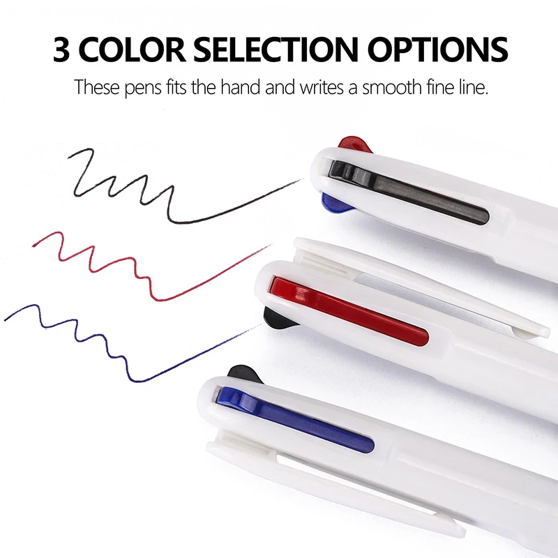 50Pcs 3-in-1 Multicolor Pen 3-Color Retractable Ballpoint Pens