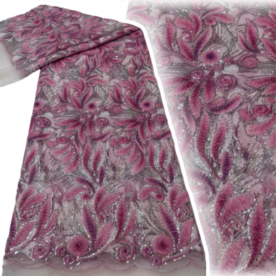 Diskon Besar Kain Renda Bordir Nigeria Afrika Desain Indah Renda Jaring Payet Kualitas Terbaik untuk Gaun Malam Pesta AH1661