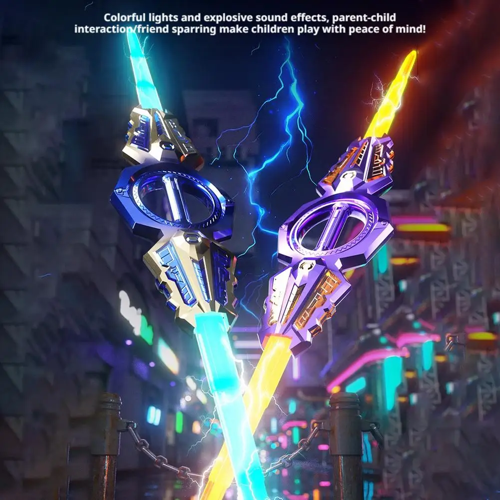 سيف ضوئي فائق الروعة قابل للدوران وقابل للسحب بحدين، لعبة رائعة قابلة للشحن عبر USB، هدية عيد ميلاد، أداة تنكرية