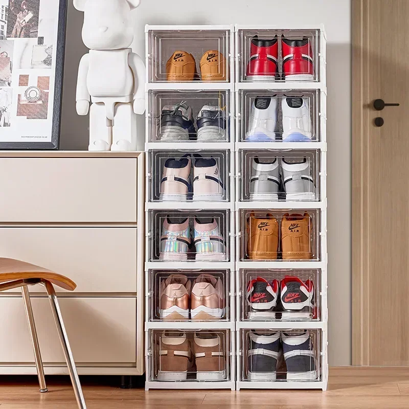 installation-free-thickened-shoe-box-transparent-shoe-storage-box-shoe-rack-plastic-foldable-multi-functional-shoe-cabinet