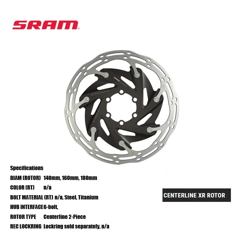 SRAM CENTERLINE XR ROTOR 6 BOLTS RAM CenterLine XR (CLX-R) wirnik 140/160MM Dwuczęściowa konstrukcja zmniejsza wagę