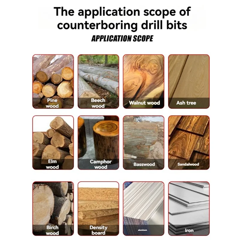 AT19-Multifunction Countersink Drill Bit Set Converts To 45 Degree Chamfer Cutter 8/10Mm Dual Sided With Adjustable Depth Stop