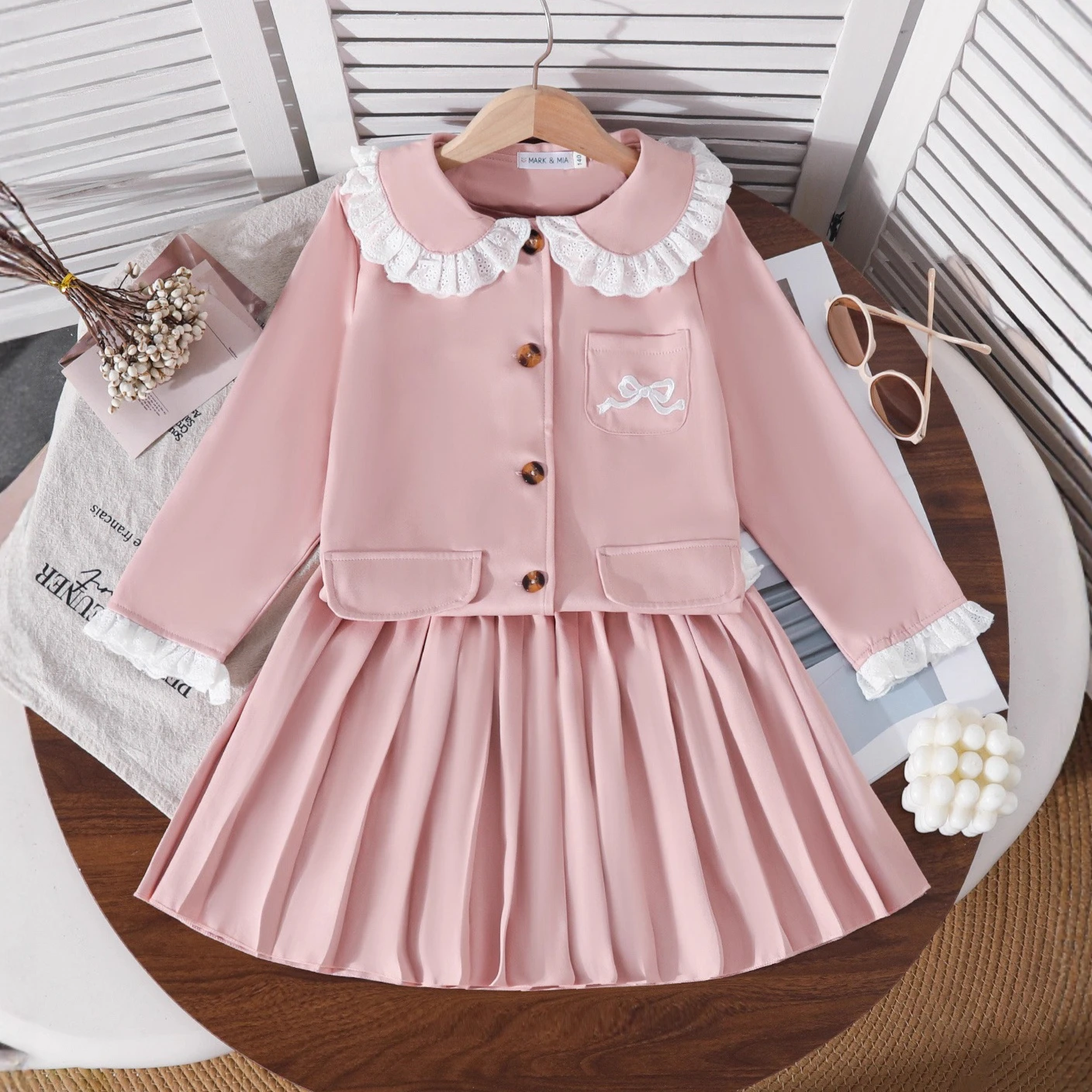 Girls Suit 2026 Spring and Autumn New Childrens Clothing Korean Style Girl Baby College Style Uniform Two Sets Casual Simple
