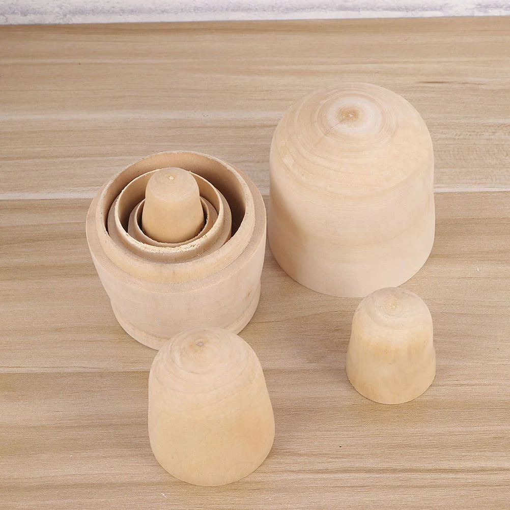 

5 PCS White Embryo Russian Matryoshka Dolls Unfinished Wood Nesting Blank Stacking Models for Bedroom Living Room Decor