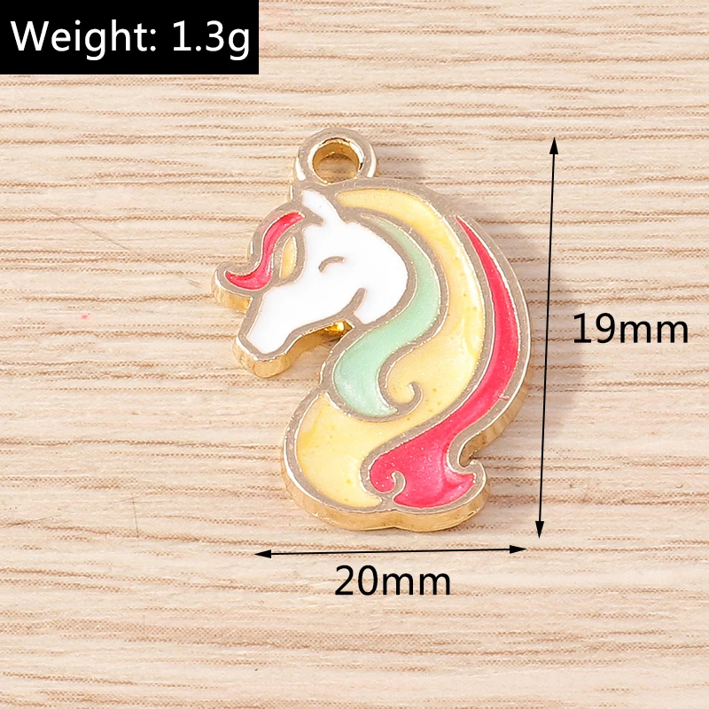 Tusember Charms Niedliche Cartoon-Pferd-Einhorn-Anhänger für Schmuckherstellung, Ohrringe, Halsketten, DIY-Bastelbedarf – Detail 1