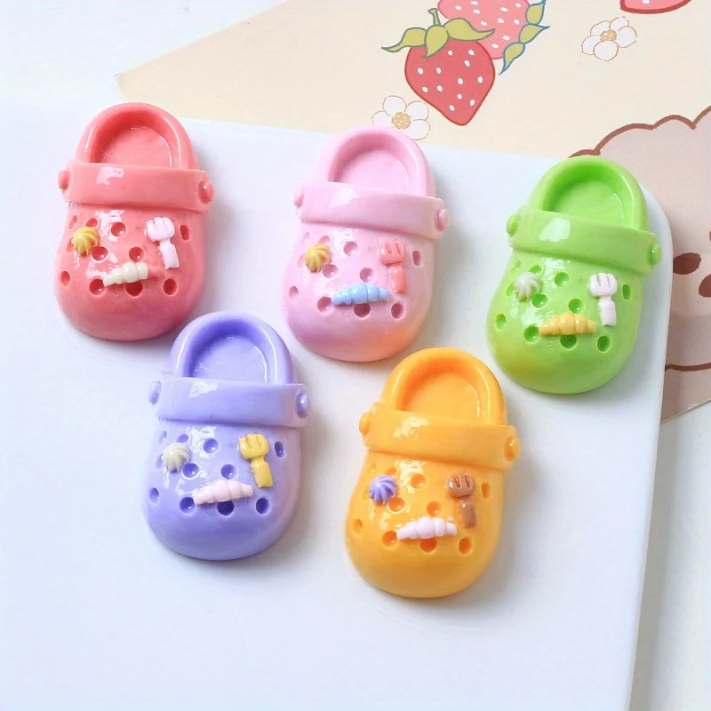 6pcs Cartoon Flip Flop Refrigerator Magnets, Cute Decorative Plastic Oval Fridge Magnet Set, Fun Whiteboard Magnetic Stickers