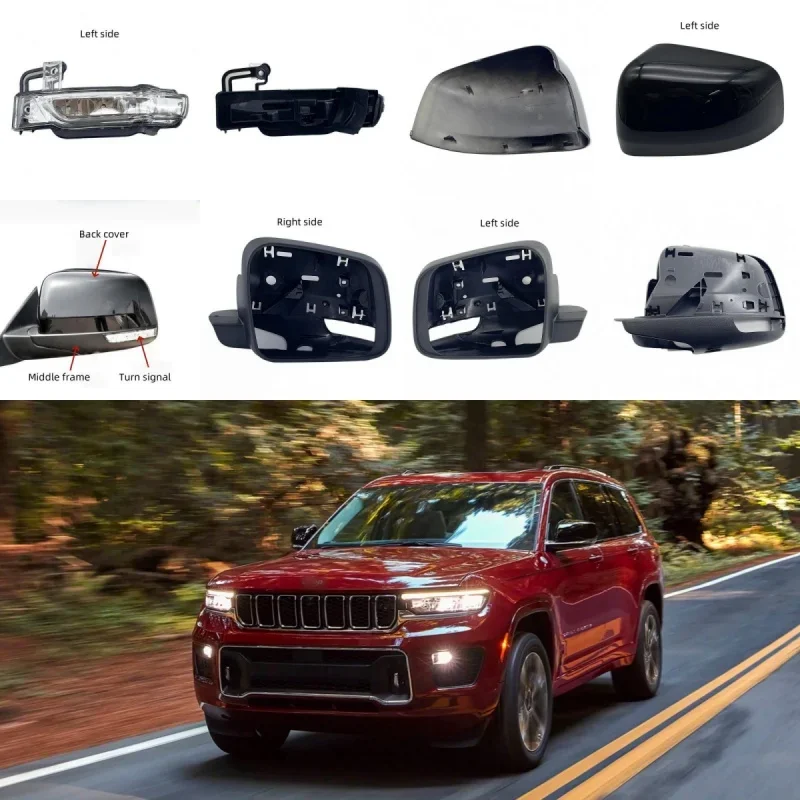 For Jeep Grand Cherokee 2011 2012 2013 2014 2015 2016 2017 2018 2019 2020 2021 Auto Rear Heated Mirror Glass Frame Cover Light