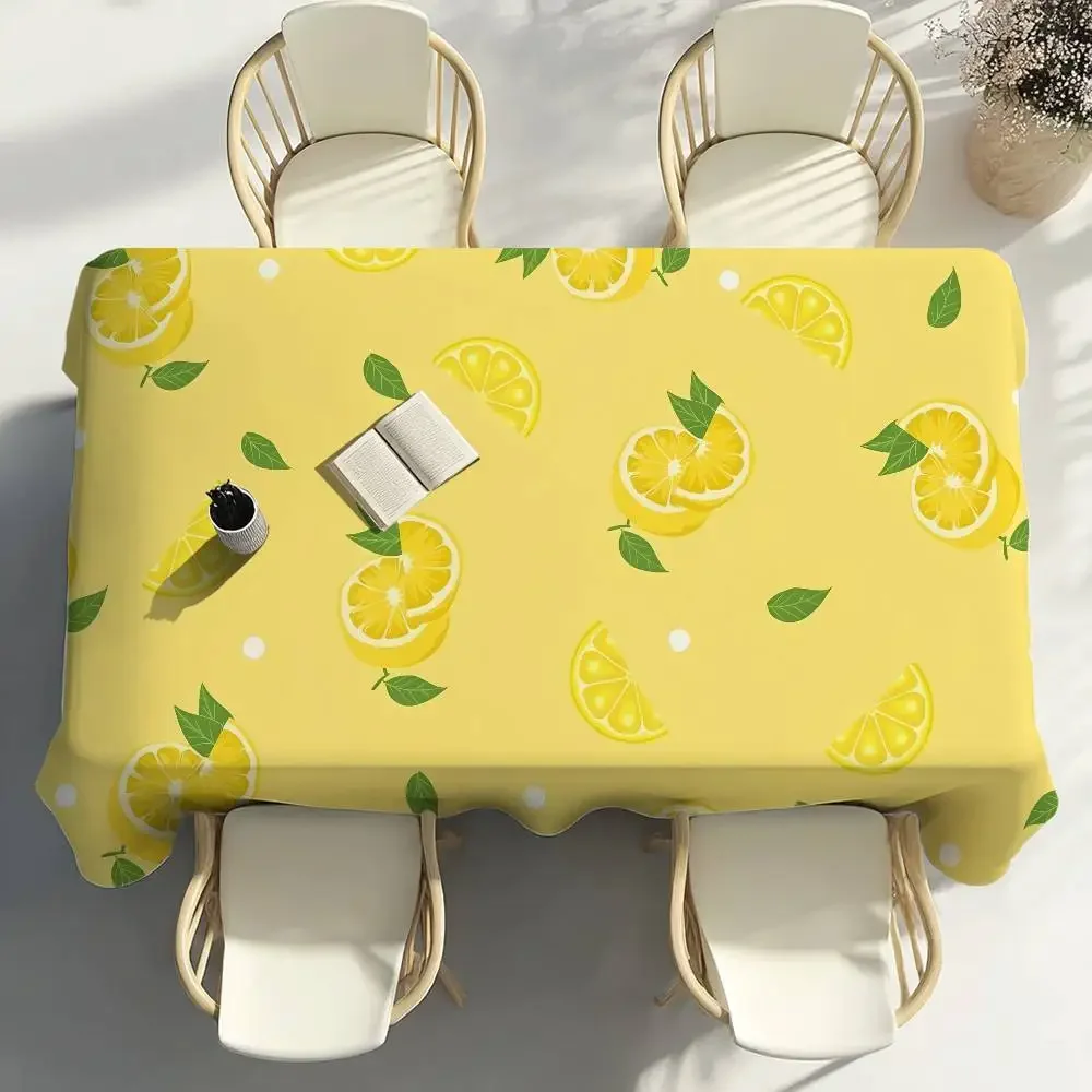Yellow Lemon Fruit Table Cloth Party Decor Dining Room Home Kitchen Patios Waterproof Stain-Proof Table Cloth