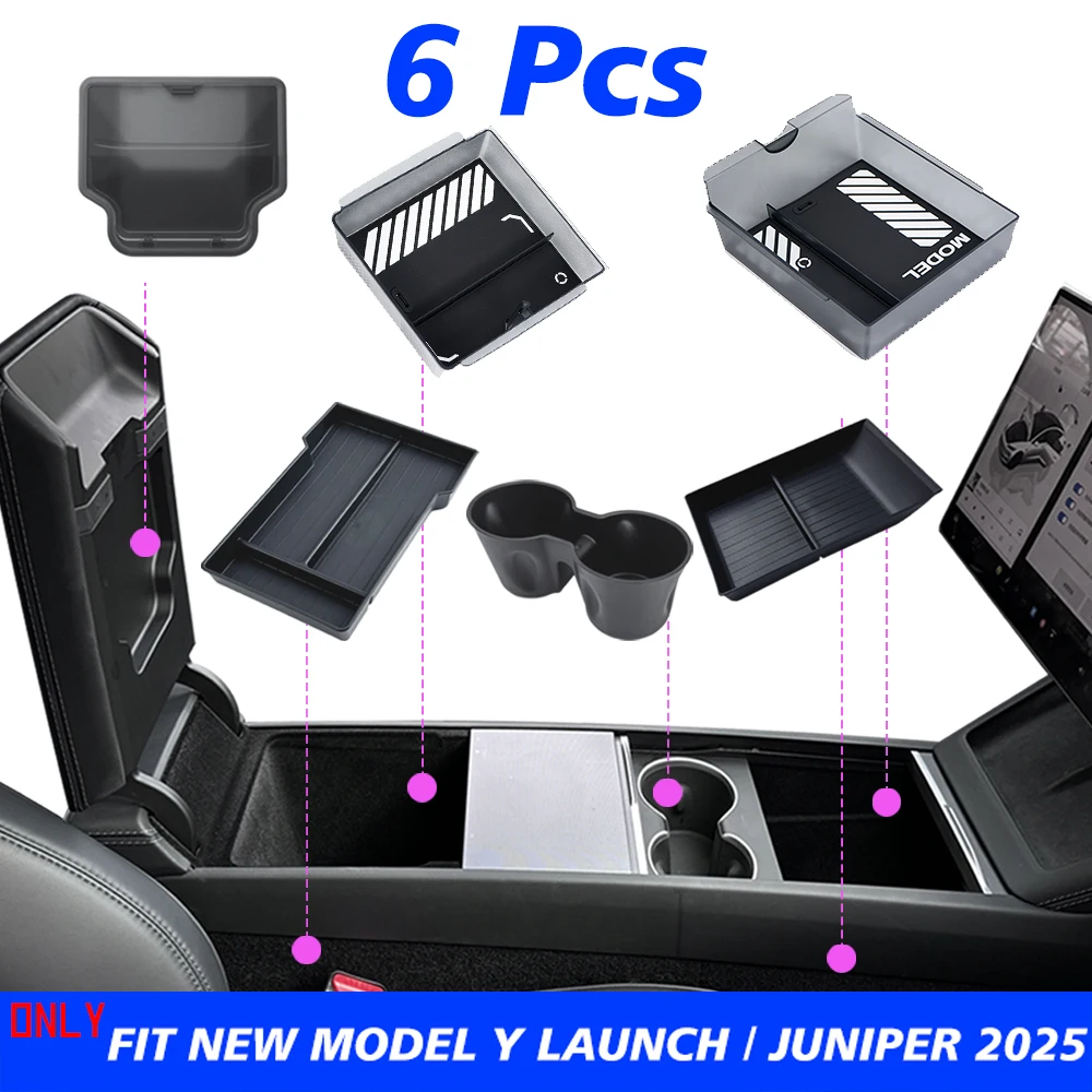 Für Tesla Neues Modell Y 2026 Launch Juniper ABS mit Silikon-Antirutschmatte Konsole & Armlehnen-Aufbewahrungsbox Oberer und Unterer Getränkehalter – Detail 36