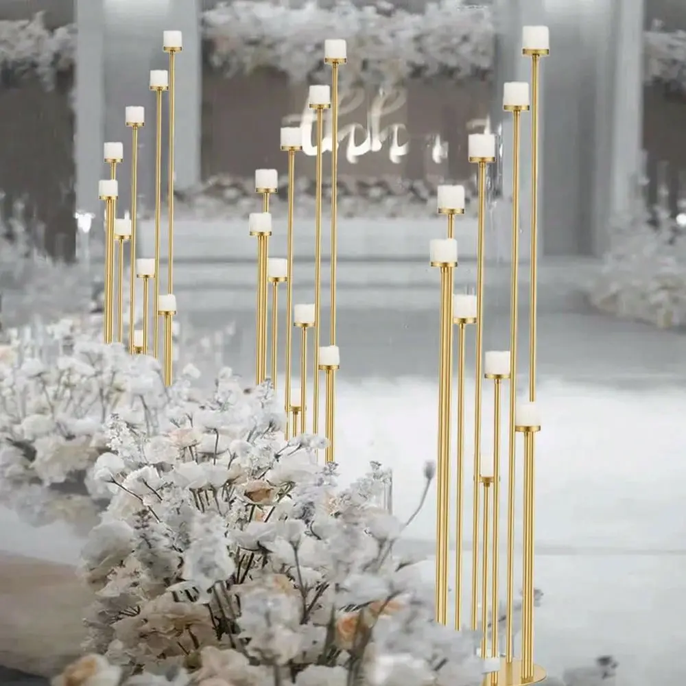 2Pcs 9 Arm Candelabra,Floor Candle Holders Tall Set For Wedding Aisle Decoration,Metal Candle Holder For Ceremony Graduation Bi