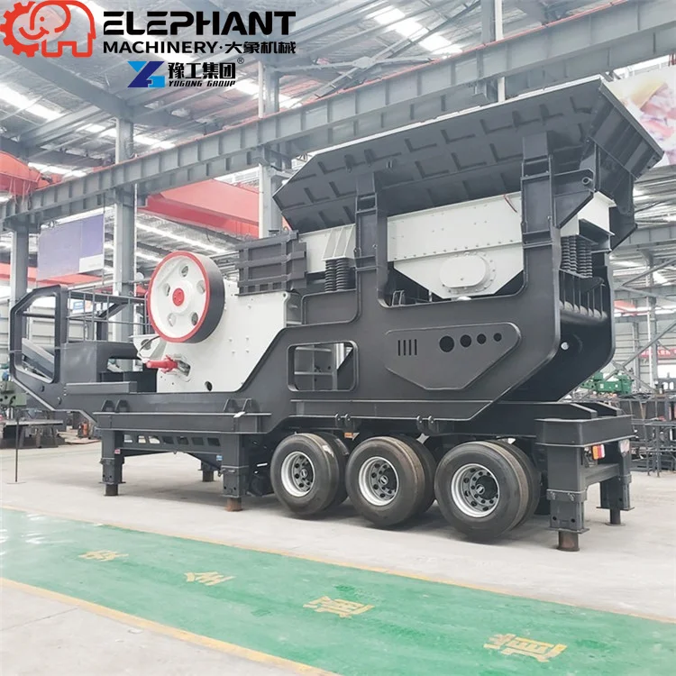 Motor-Driven Tire Mobile Cone Crusher With Gearbox For Mining Stone Ore Processing
