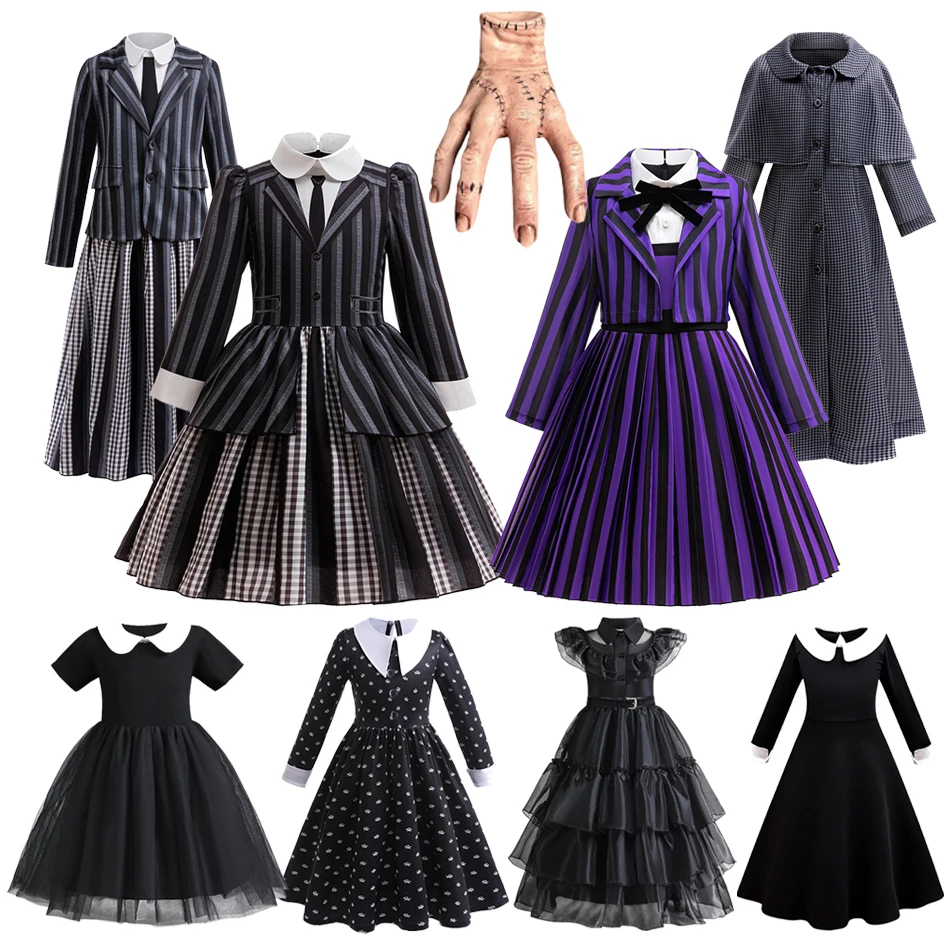 

Хэллоуин Vin»), готическое черное платье для девочек, детская одежда в том же стиле из фильма, полосатая школьная форма, костюм для выступлений для девочек
