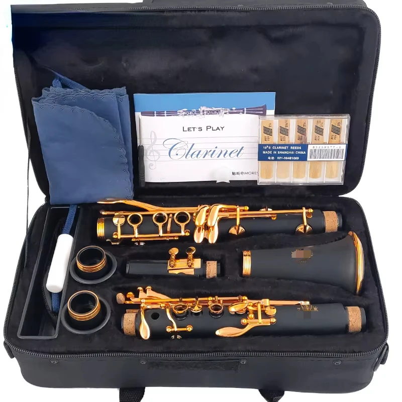 Clarinetto in Sib Lacca Oro 17 Tasti Sib Klarnet Nero Clarinete E111