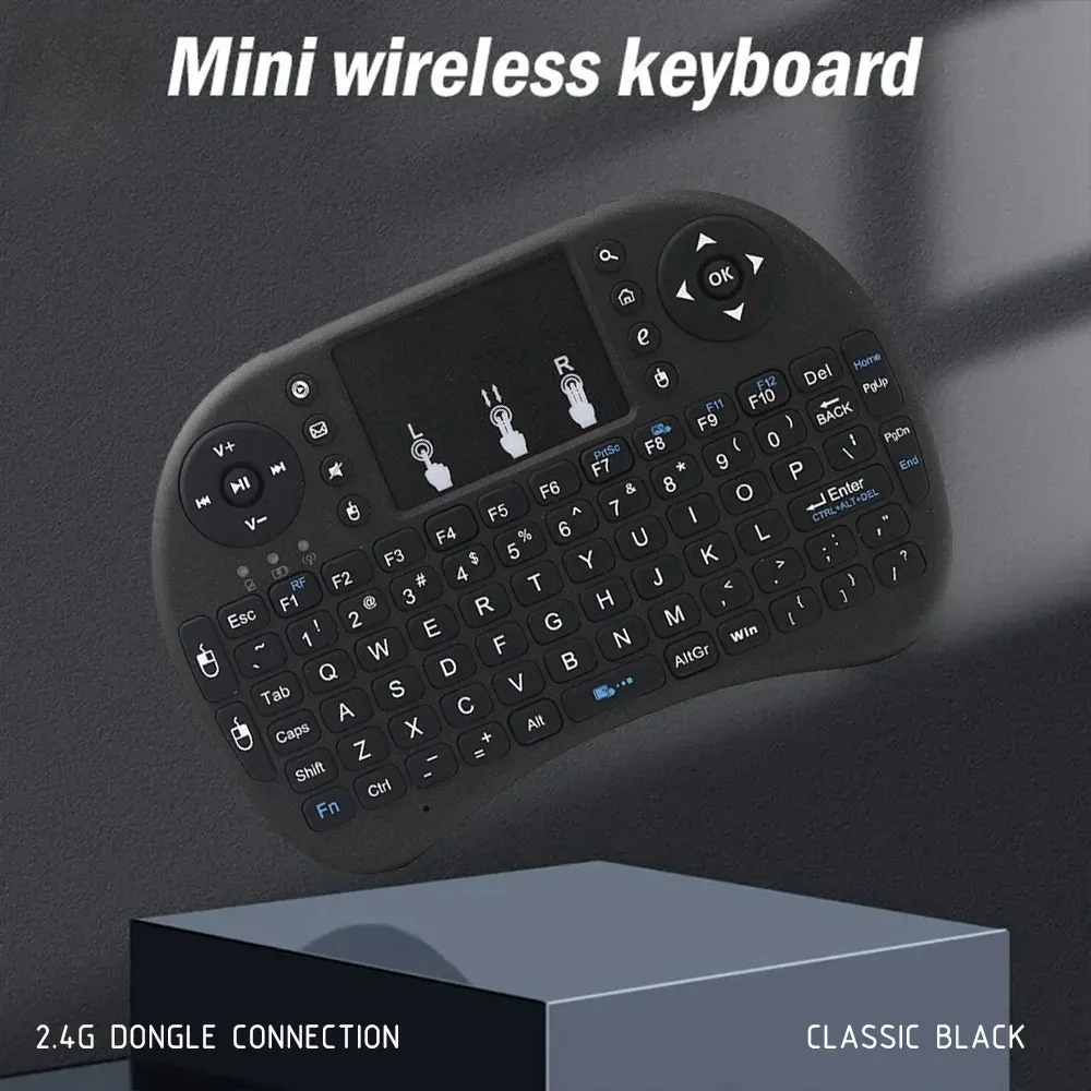 2.4G Mini Wireless Keyboard for Laptop/PC/Windows/Mac/TV/XBO/PS3/Raspberry Pi Portable Keyboard with Touchpad Luminous Keypad
