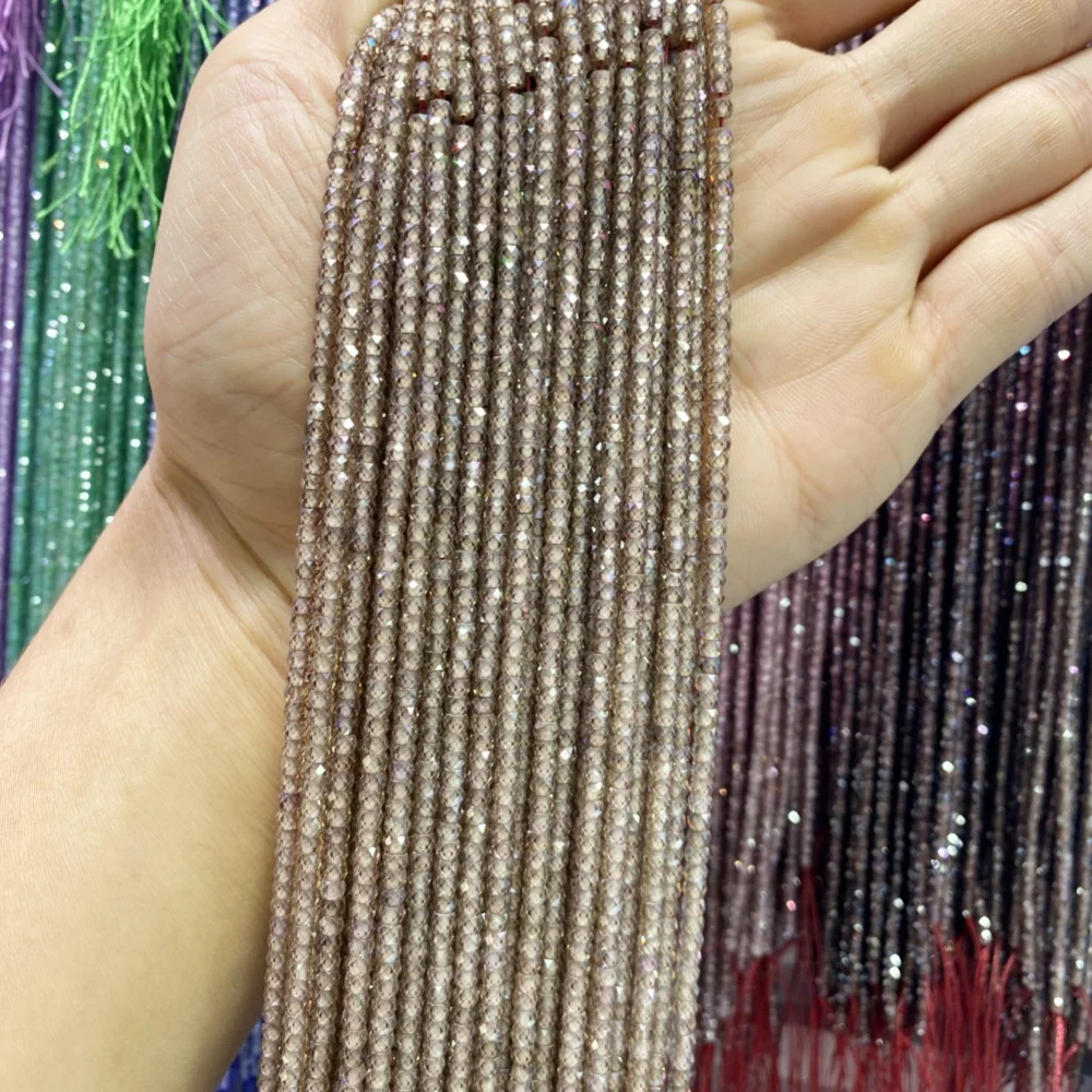 2x3MM Natural Faceted Zircon Rondelle Stone Beads Natural Stone Loose Beads for Jewelry Making Diy Bracelet Accessories