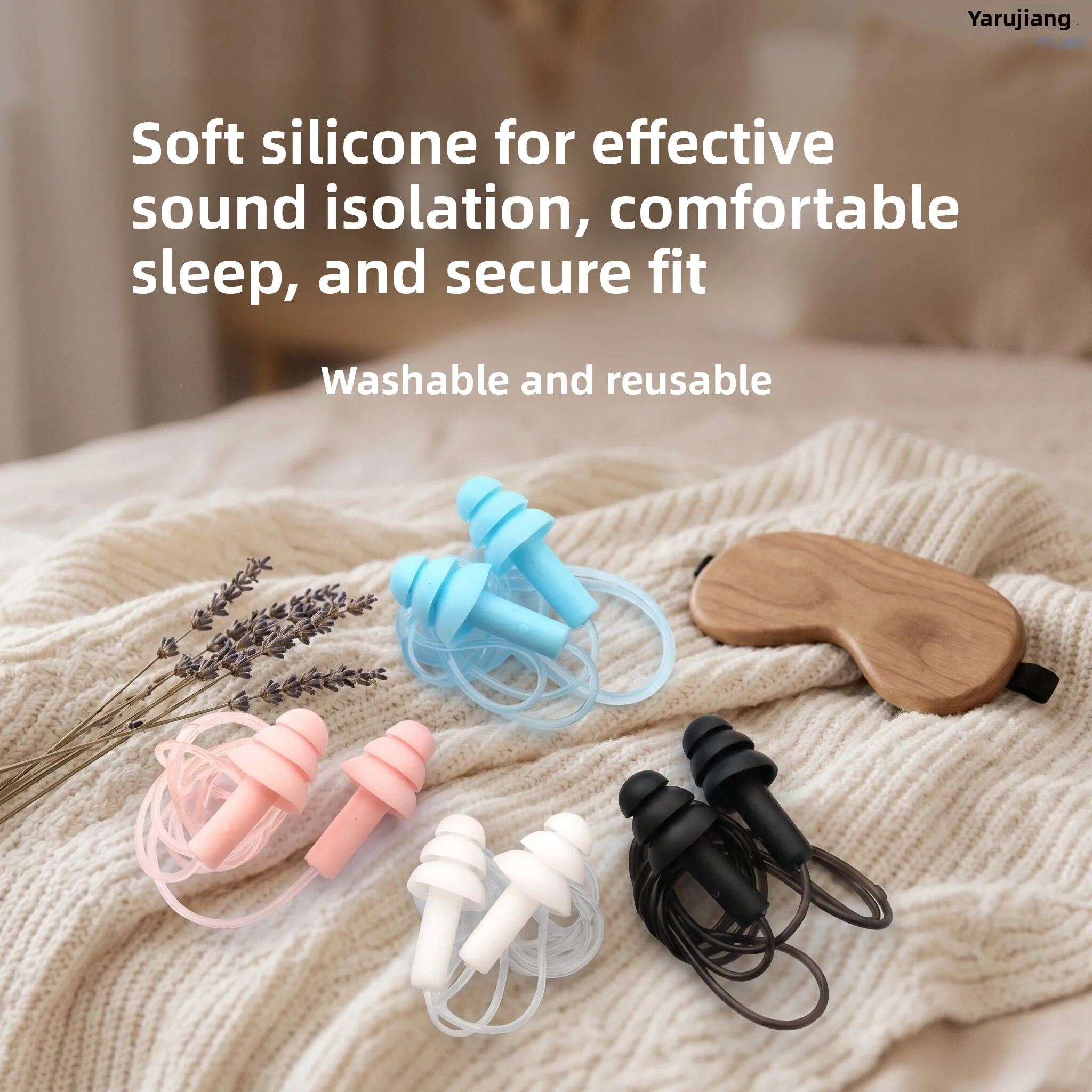 

Silicone Earplugs for Studying Sleeping Swimming Flying Stress Relief with Cord Home And Personal Protection Noise Cancelling