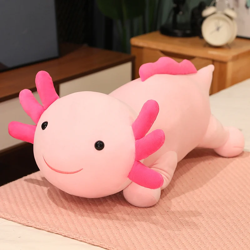 Muñeco de peluche de salamandra Newt Baby Axolotl para niños, muñeco de peluche gigante, verde, azul, rosa, rosa roja, cara sonriente, Animal acuático, regalo para niños