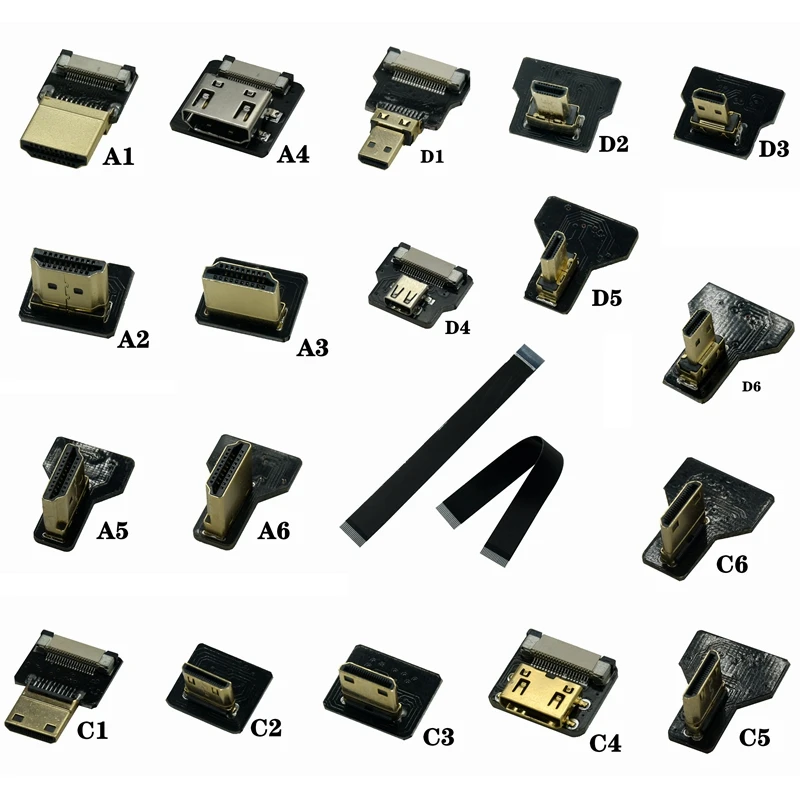 Ruban FPV Connecteur Compatible HDMI Câble pio Flexible, Raspberry Pi 4, Micro HDMI Vers HDMI/Mini HDMI Femelle, Résistant 90 FDavid 20 Broches