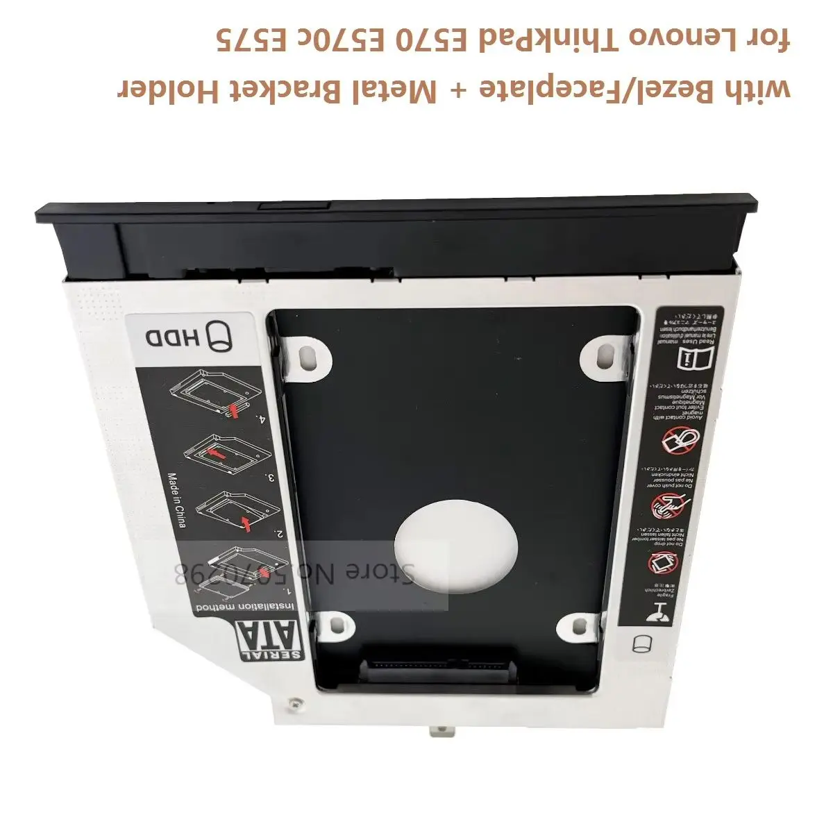with Bezel Faceplate 9.5mm 2nd SATA 2.5 Hard Drive HDD SSD Optical bay Caddy Frame Bracket for Lenovo ThinkPad E570c E570 E575