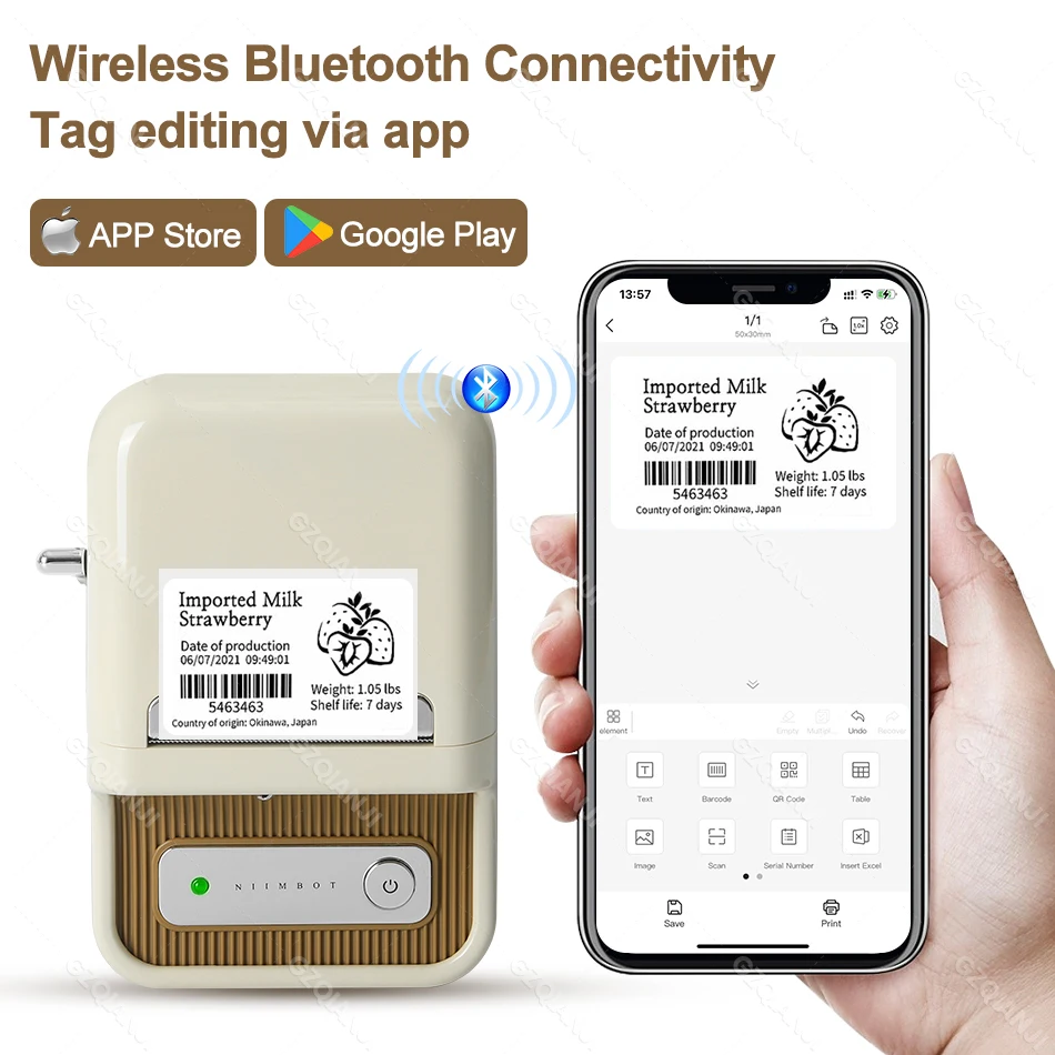 Imagem -02 - Niimbot-impressora Térmica de Rótulos B21 Mini Impressora Portátil de Código de Barras Papel para Android e Ios Etiqueta de Preço Máquina de Adesivos