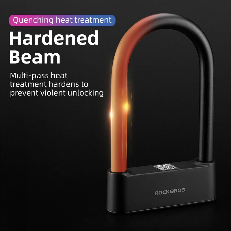 Smart Bike Lock U-Lock - Bluetooth Fingerprint, Waterproof Steel Alloy