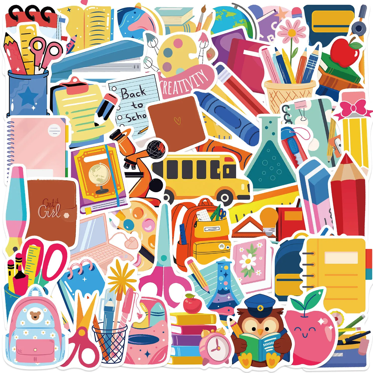 50 stücke Schule Schreibwaren Buch Stift Cartoon Graffiti Aufkleber Telefon Gitarre Laptop Notebook Koffer Tasse Wasserdichte Aufkleber Kinder Spielzeug