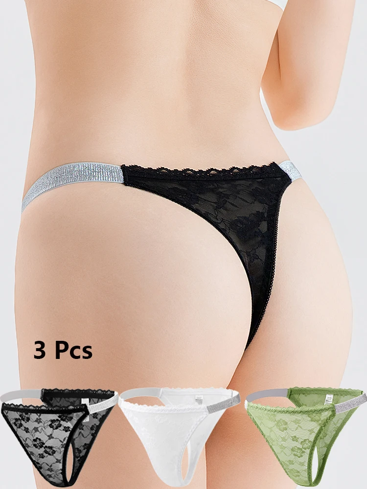 

3 Pcs Womens Sexy Lingerie Lace Thongs Breathable Elegant Plus Size Underwear Panties Briefs XL 2XL 3XL 4XL