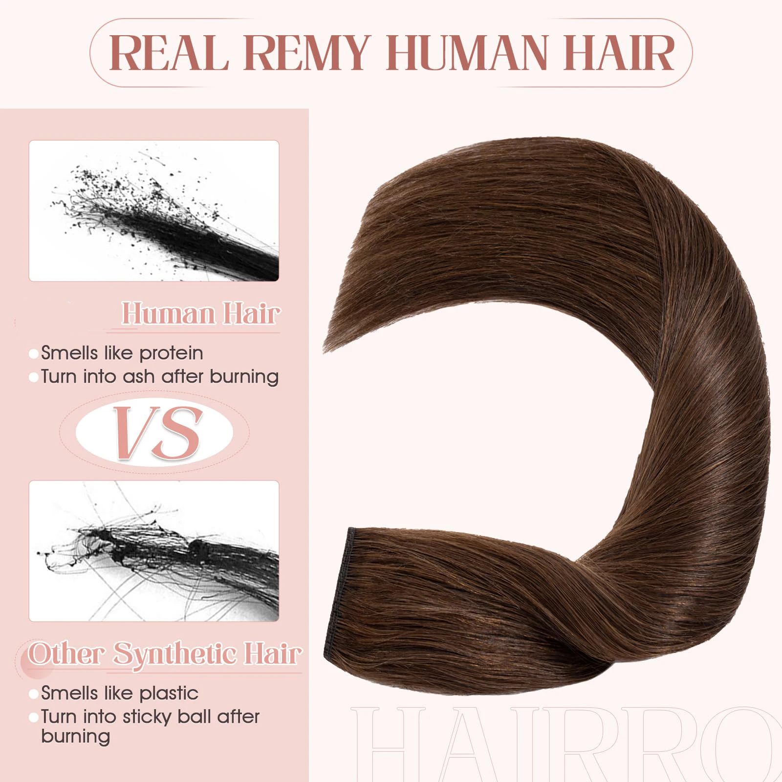 100% Human Hair Clip in Extensions One-piece 5 Clips Long Straight Clip on Hairpiece Half Head Soft Silky #2 Dark Brown