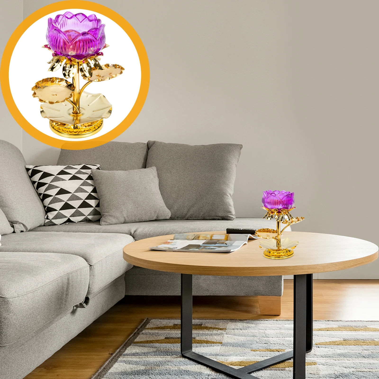 

Glass Lotus Holder Sliding Resistant Decorative Candlestick for Dining Table Desktop Ornament Home Decoration