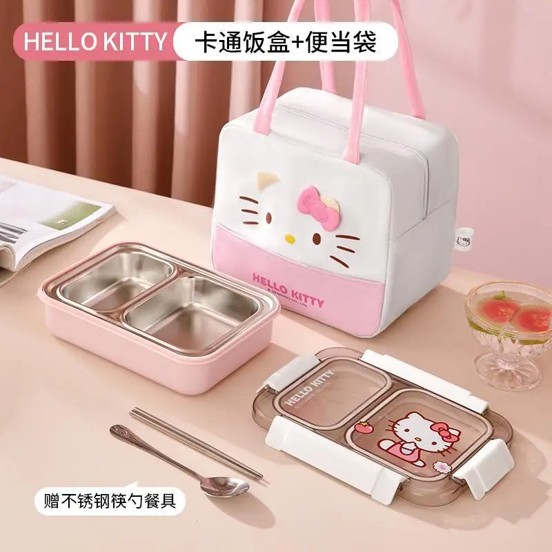 

Sanrio, Hello Kitty коробка для ланча из нержавеющей стали, изолированная сумка, обеденная тарелка, Ланч-бокс bento, Ланч-бокс, изолированная сумка для хранения, набор в подарок